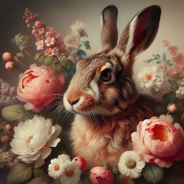 Klassiek portret van een konijn van Nicolette Vermeulen