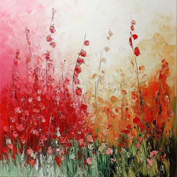 Abstracte rode bloemen van TheXclusive Art
