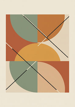 Mid-Century Modern Abstract Geometric Art in Earth Tones