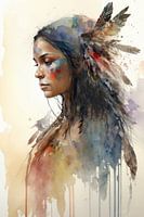Indische Frau Aquarell Boho-Stil