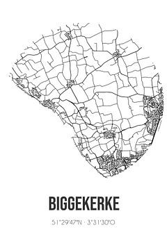 Biggekerke (Zeeland) | Landkaart | Zwart-wit van Rezona