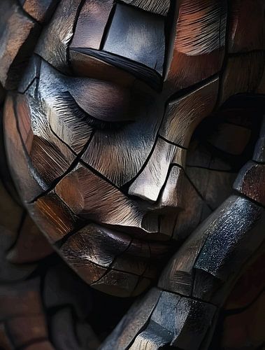 Abstract mozaïek vrouwelijk gezicht muurkunst - gestructureerd modern portret voor moderne luxe interieurs
