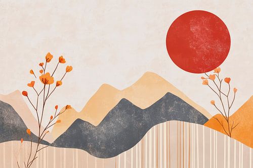 Herfstachtig berglandschap met zon