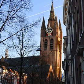 Alte Kirche Delft Alter schiefer Johannes bei Sonnenuntergang von Dlanor