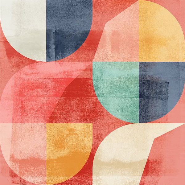 Modern abstract geometric art in retro style. Pastel colors III. by Dina Dankers