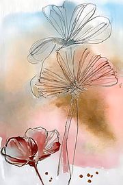 Modern botanical: Flowers in graceful lines in dreamy pastels by Studio Pieternel