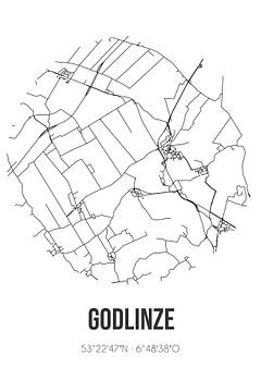 Godlinze (Groningen) | Carte | Noir et blanc sur Rezona