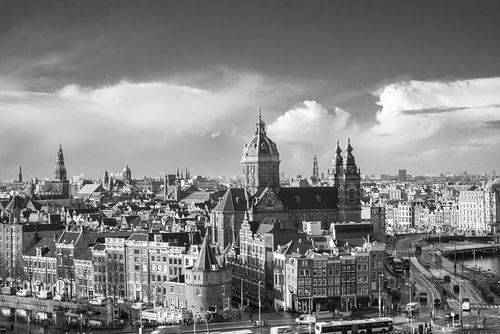 Amsterdam black-and-white skyline