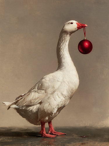 Die Gans mit der roten Weihnachtskugel von But First Framing