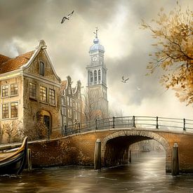 Alte Amsterdamer Stadtszene von Preet Lambon