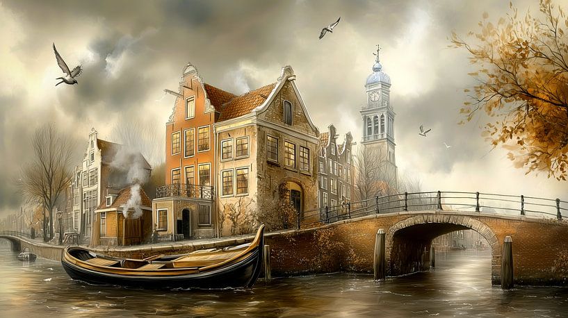 Old Amsterdam City scene by Preet Lambon