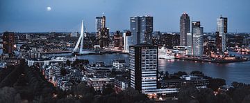 Rotterdam Skyline in de avondschemering, vanaf de Euromast van vedar cvetanovic