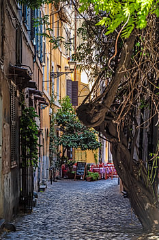 In het centrum van de wijk Trastevere