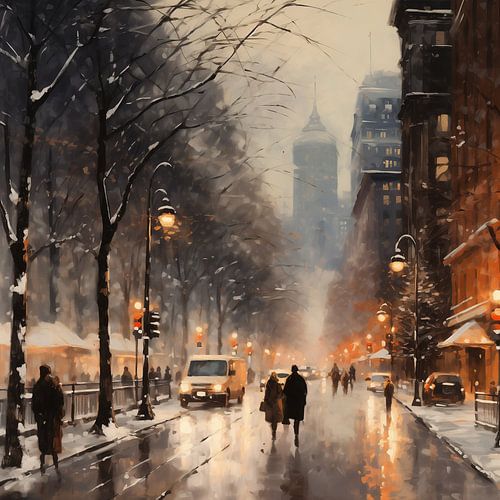 Snowfall in City Glow