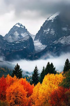 Berglandschap in herfstlicht van Poster Art Shop