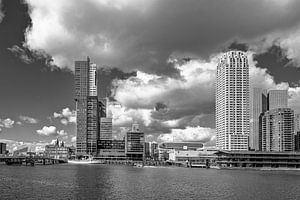Skyline Rotterdam Kop van Zuid: view of the Wilhelminapier (black and white) by Rick Van der Poorten