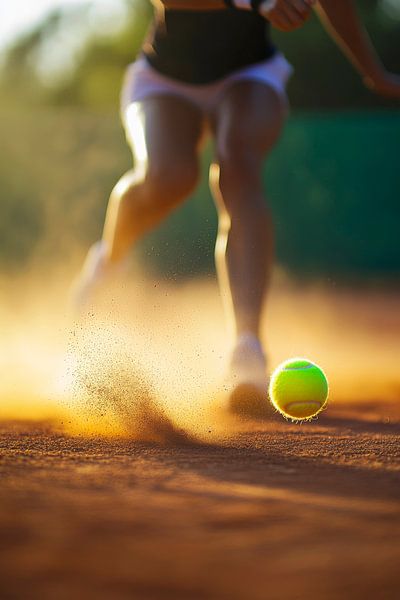 Tennisaction auf rotem Sandplatz von Poster Art Shop