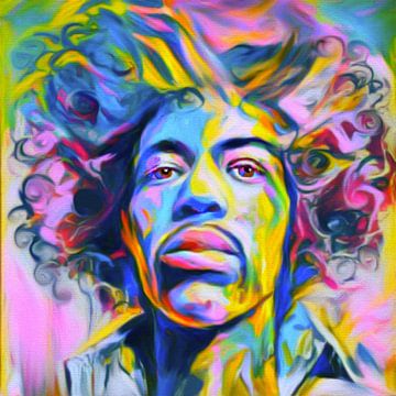 Motif Jimi Hendrix Rainbow Colors