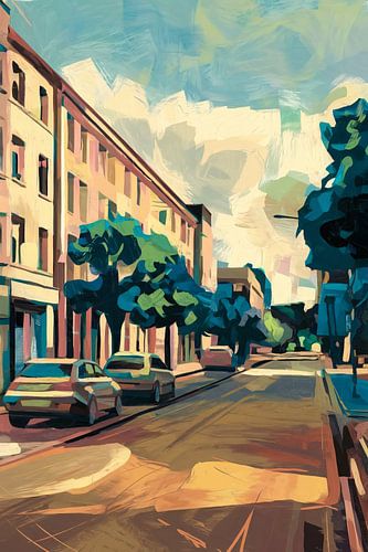 Kleurrijke straat in moderne stijl