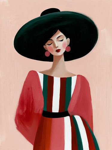 Stylish illustration, portrait of a woman by Carla Van Iersel