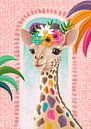 Tropische giraf met bloemen kleurrijke illustratie van Aniet Illustration thumbnail