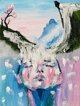 Cascading Thoughts: Surreal Portrait