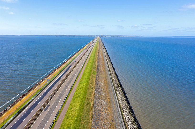 Aerial view of the Afsluitdijk over the IJsselmeer by Eye on You