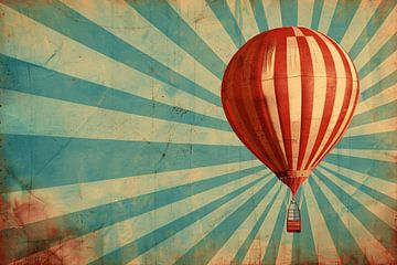 Vintage luchtballon met dynamische stralen van Imperial Art House