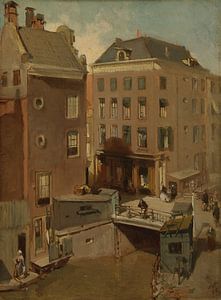 Amsterdam schilderij De Osjessluis bij de Kalverstraat te Amsterdam