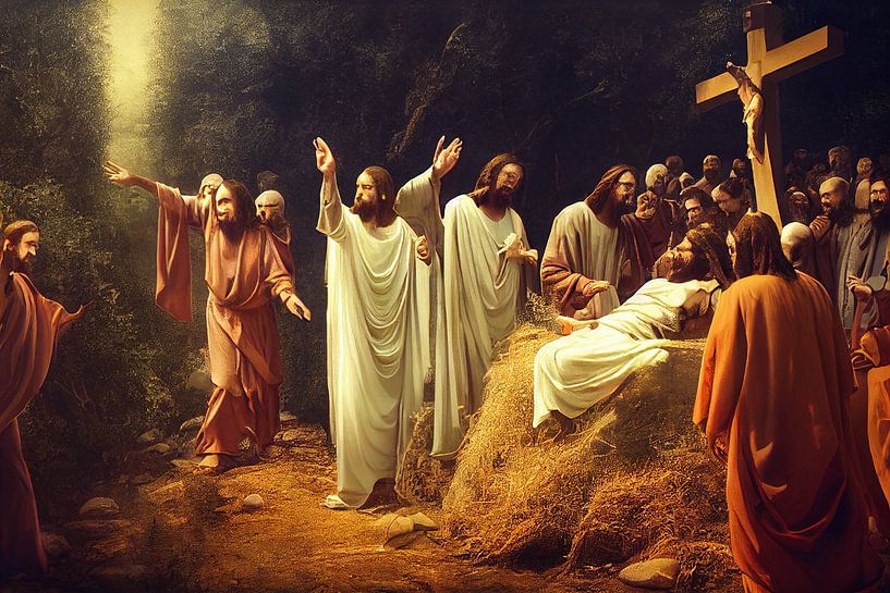 Auferstehung Jesu. Christliches Ostern, Gemälde -Kunst Illustration von Animaflora PicsStock