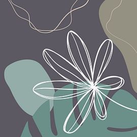 Feuilles, formes et lignes stylistiques : sable, marron et essence sur Color Square