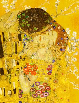 De kus van Gustav Klimt - Amandelbloesem Van Gogh