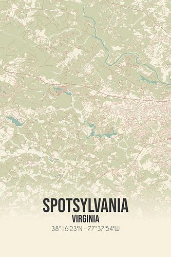 Alte Karte von Spotsylvania (Virginia), USA.