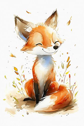 Petit renard mignon et joyeux