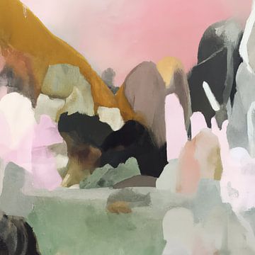 Abstract landschap in pastelkleuren van Studio Allee