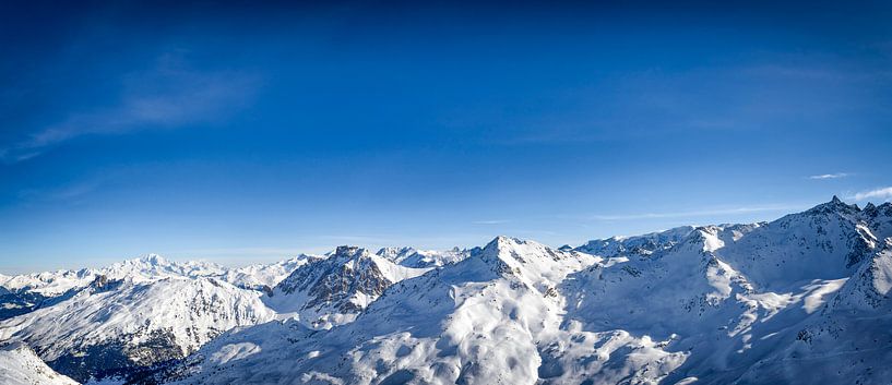 Panoramic view high up in the snowy mountains of the French Alps by Sjoerd van der Wal Photography