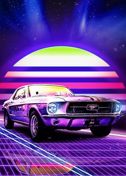Ford Mustang Synthwave van Ali Firdaus