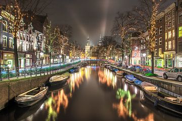 Amsterdam canals lighted up