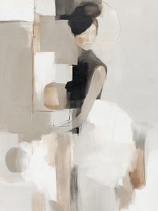 Portrait moderne et abstrait dans des tons ocres