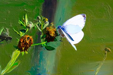 Cabbage White Oil Painting by A.H. Stubij