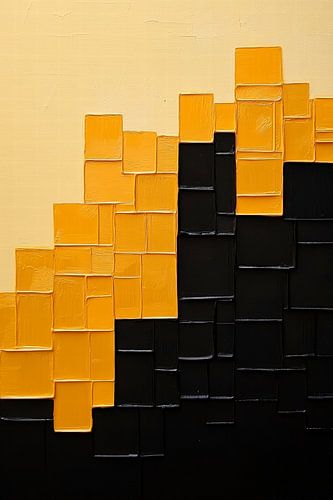 Abstracte kleurblokken in zwart en geel