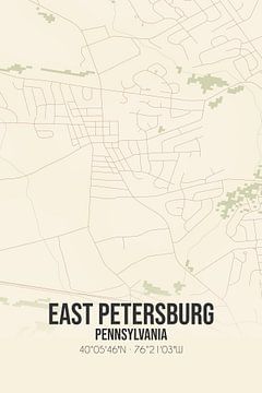 Vintage landkaart van East Petersburg (Pennsylvania), USA. van Rezona