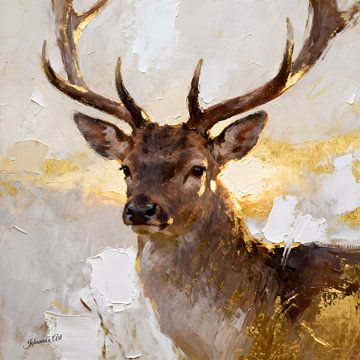 The Golden Stag - Stag 1 van Johannas Art Creations