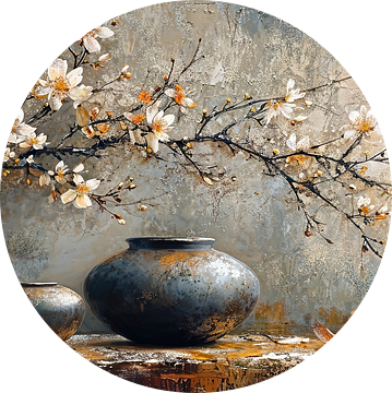 Japandi Bloemstilleven | Whispering Petal Harmony van Kunst Kriebels