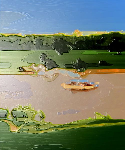 Am Elbcenter Mickten [Original 60 cm x 50 cm] von Anna Kasten