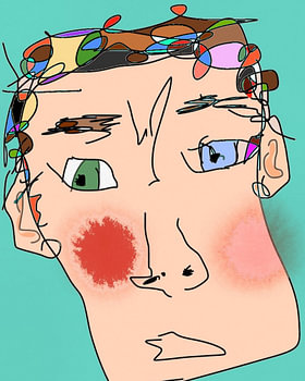 Moderne abstracte tekening - Kleurrijk portret – expressieve abstracte gezichtsillustratie