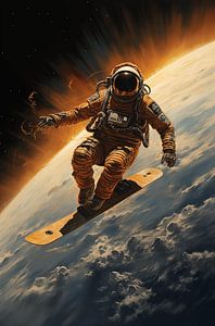 Astronaut beim Surfen im Weltraum von Danny van Eldik - Perfect Pixel Design