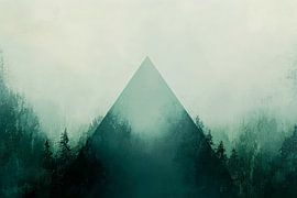 Mysterieuze piramide in de mist van Poster Art Shop