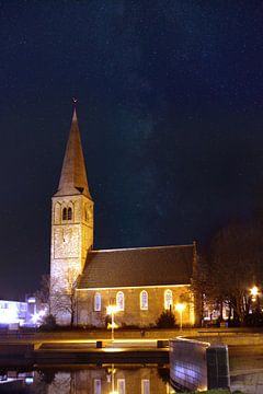 Village church under the stars