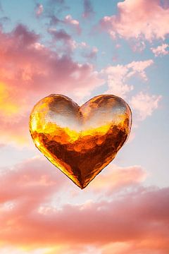 Gouden hart bij zonsondergang van Art & Soul Creations